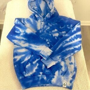 Free Planet Unisex Size 6 Tie-Dye Hoodie Blue/ White Comfortable Soft NWOT